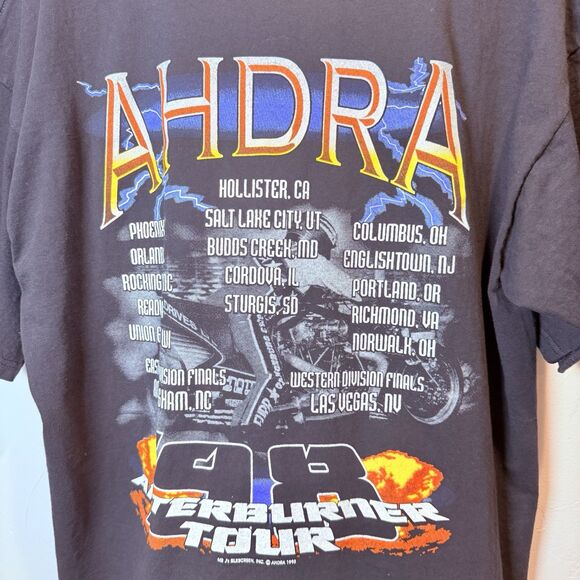 AHDRA Afterburner Tour 1998 Rare Shirt Size XL Black Racing Vintage Cycle - Picture 8 of 13